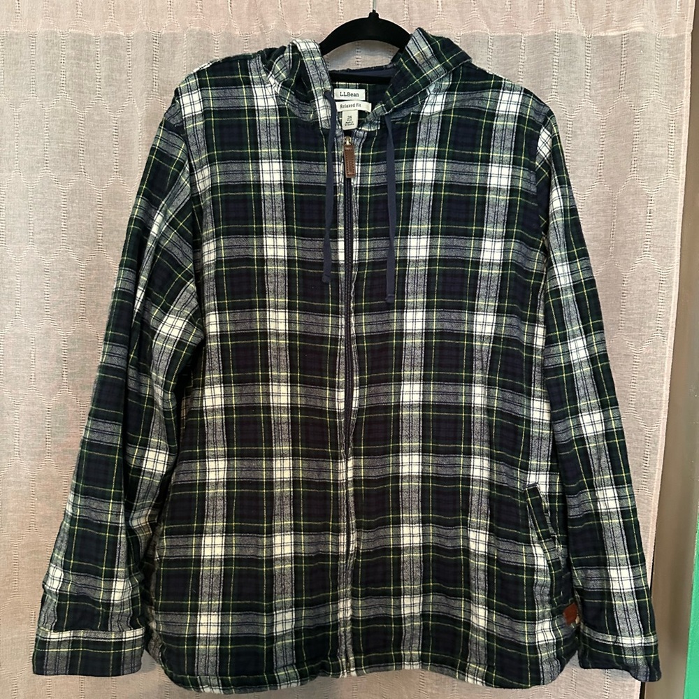 L.L Bean Plaid Jacket with Hood